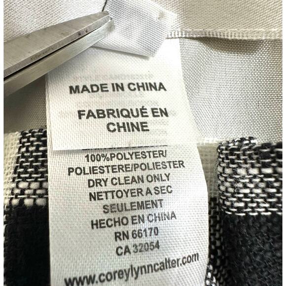 Corey Lynn Calter Gingham Off The Shoulder Linen Blend Dress Black White Medium - Picture 8 of 11